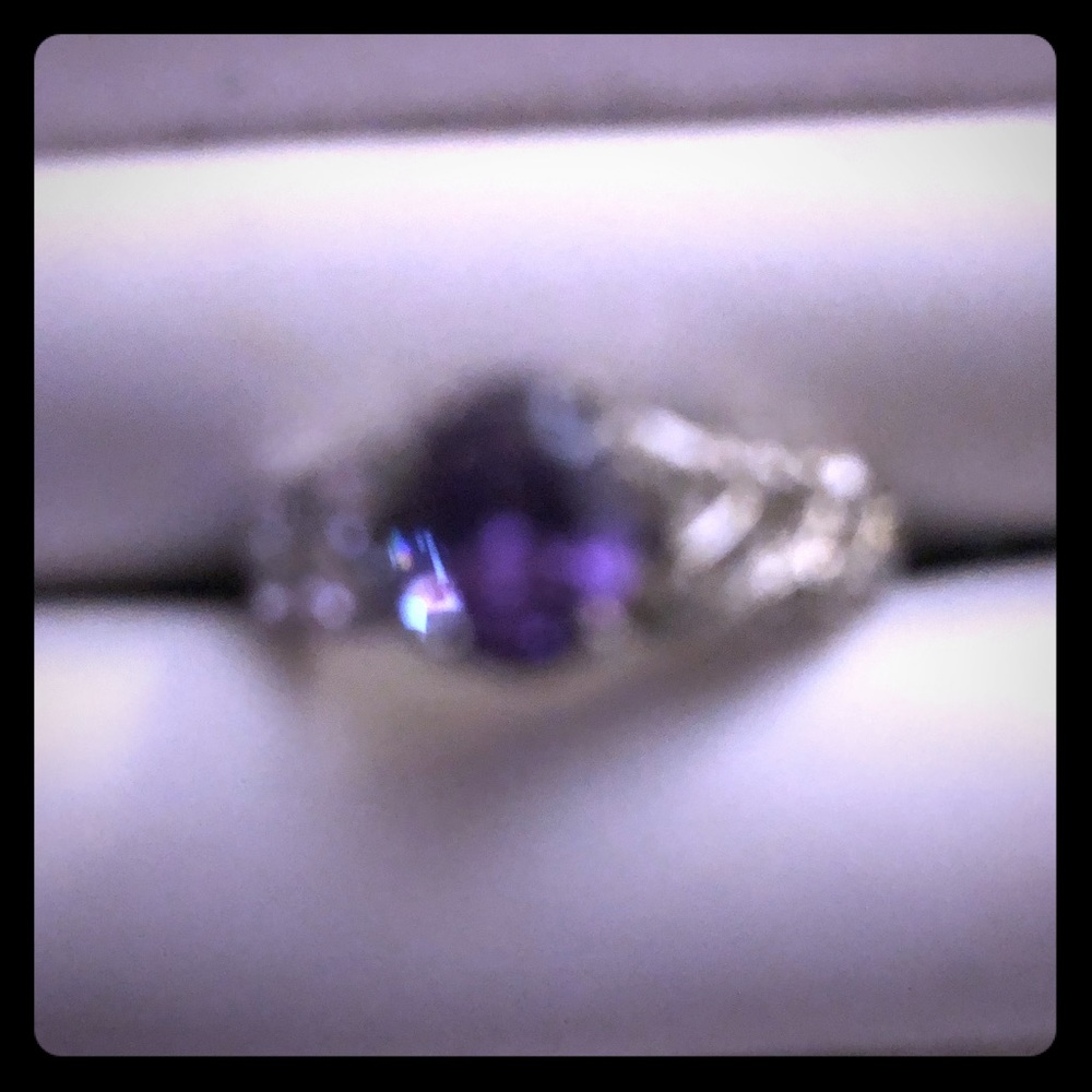Amethyst and silver pedigree ring